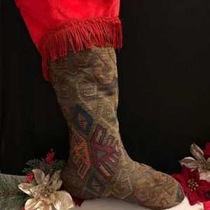 VNTG Victorian Needlepoint stocking engraved Dick